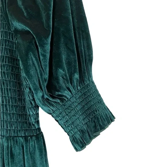 Baltic Born Clara Smocked Velvet Maxi Dress Green NWT - Picture 7 of 16